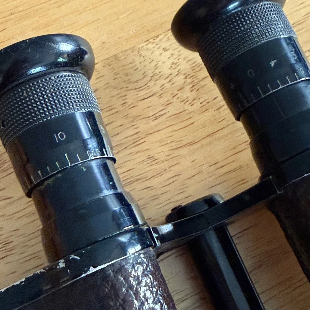 Vintage Colmont Paris 8x French Military Field Binoculars Original Leather Case‎